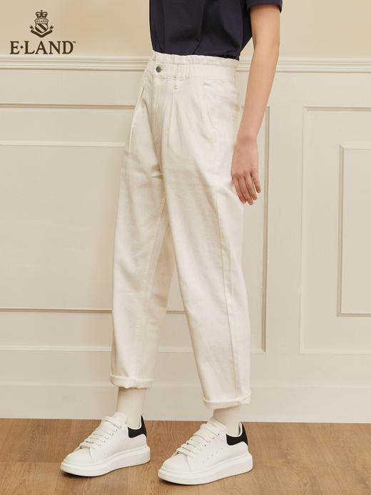 ELAND衣恋2022年春季新款简约休闲设计感高腰显瘦阔腿裤牛仔裤女EETJC23H1C 商品图1