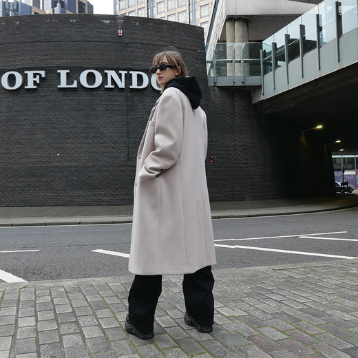   NUTH 浅米灰宽松oversize百搭复古羊毛呢大衣外套 商品图2