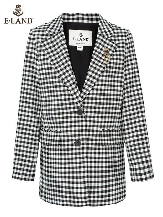 ELAND衣恋复古格纹时尚休闲学院风气质西装外套女EEJKC23N3B 商品图4