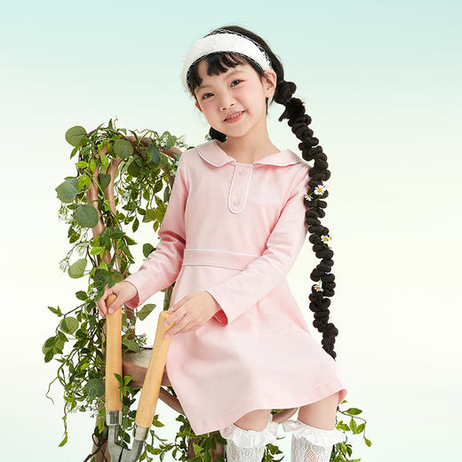 mettekids儿童连衣裙2022春季新款女童裙子潮洋气时髦粉色公主裙 商品图3