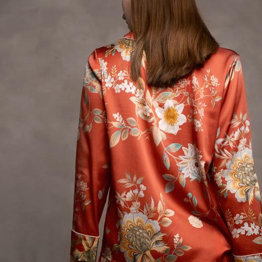 Solo seta丝绸印花中国风睡衣套装女家居服桑蚕丝睡衣秋冬真丝 商品图3