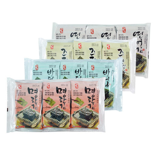 韩国客唻美海苔系列12g 原味/烧烤味/三文鱼味  152353/152354/152355 商品图0