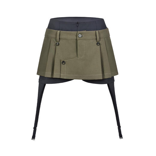 NUTH卡其双层超短裙春季新款设计感小众假两件半身裙时尚百褶裙 商品图4