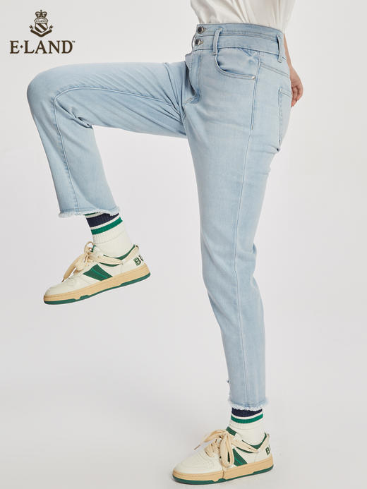 ELAND衣恋2022年春季新款复古时髦浅牛仔色高腰宽松显瘦牛仔裤女EETJC24Q2N 商品图1