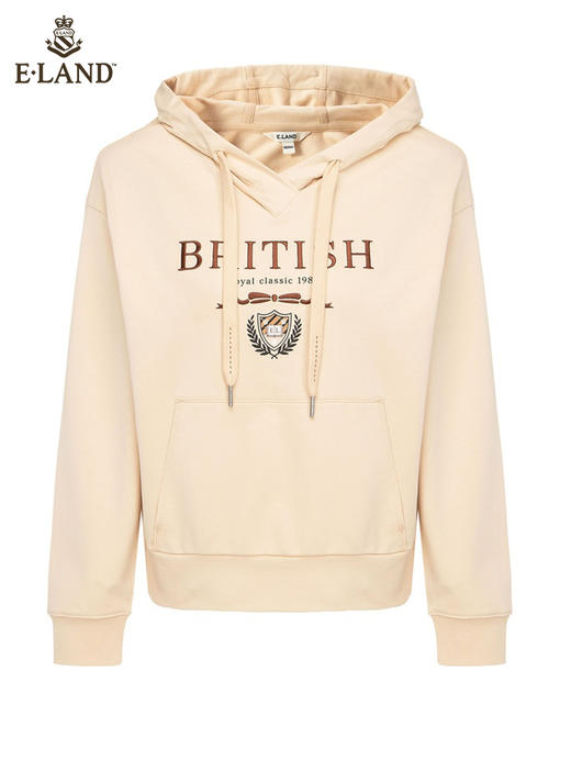 ELAND衣恋2022年春季新款宽松休闲抽绳连帽时尚印花减龄卫衣女EEMTC23H1M 商品图4