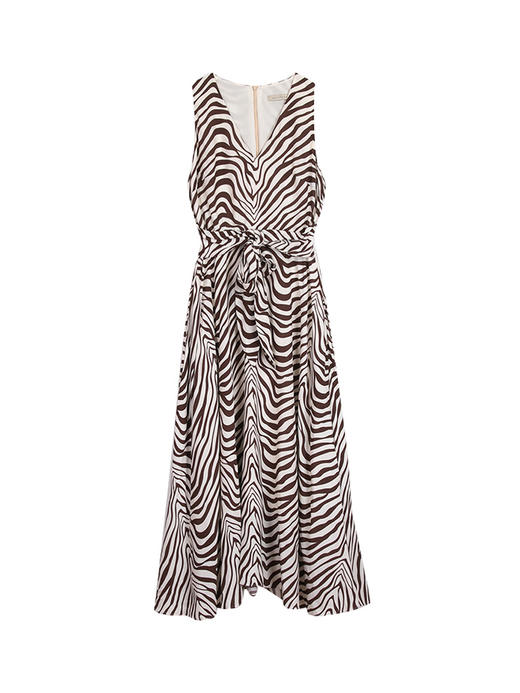 HeyDress原创斑马纹连衣裙女春季新款V领气质法式裙子长裙伞裙 商品图4