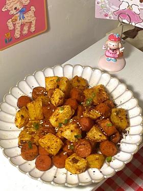 空气炸锅｜孜然土豆火腿 