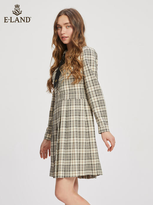 ELAND衣恋学院风复古格纹青春减龄衬衫连衣裙女EEOWC23N2M 商品图2