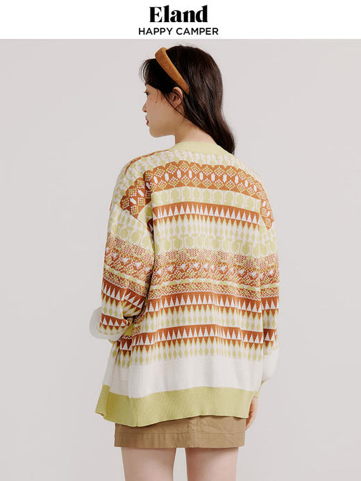 ELAND衣恋学院风甜美复古气质V领针织开衫女EECKC23Q1N 商品图2