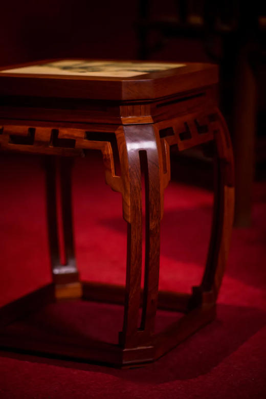 红桥红  家具严选  缅甸花梨（大果紫檀）  【云石面 仿故宫文竹方凳】 商品图7