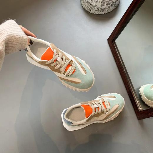 阿甘鞋女2022年春季新款百搭拼色厚底运动老爹鞋子女鞋 商品图2