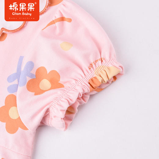 棉果果夏季女童纯棉大翻领对开短袖连体衣M222722222315 商品图2
