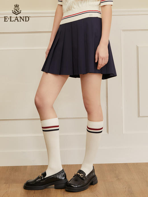 ELAND衣恋学院风高腰显瘦小个子百褶裙半身裙女EEWHC23H1C 商品图1