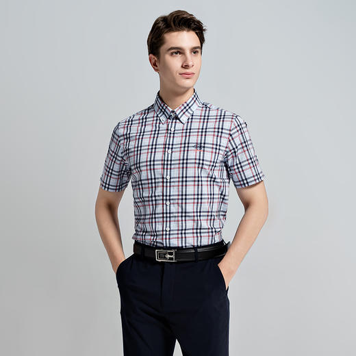 GOOD LUCK/德鲨经典格纹亲肤柔软舒适短袖衬衫LY11416-858 商品图1