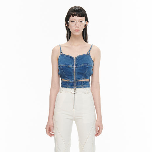   NUTH21SS 夏季牛仔背心吊带收腰拉链设计感显瘦上衣 商品图1