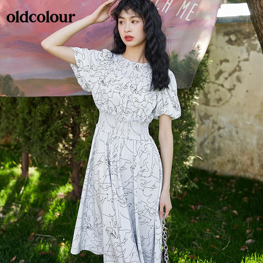 oldcolour2022夏季新品休闲气质垂感短袖连衣裙BO21101001B 商品图4