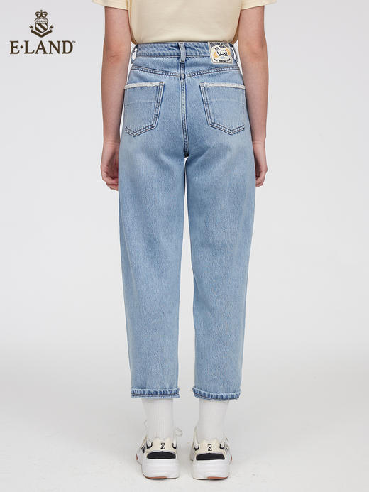 ELAND衣恋2022年春季新款高腰宽松设计感磨毛破洞牛仔裤萝卜裤女EETJC23Q1N 商品图2