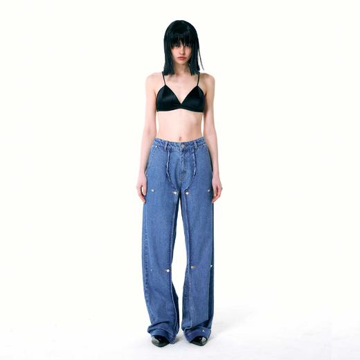   NUTH 多铆钉牛仔裤原创设计感高腰显瘦阔腿裤宽松百搭直筒长裤 商品图3