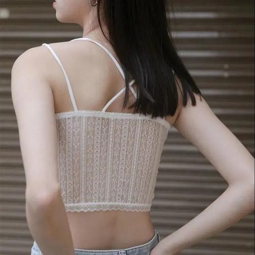 夏季少女bra白色蕾丝背心带胸垫美背吊带裹胸打底外穿内衣女抹胸国庆清明出游 商品图2