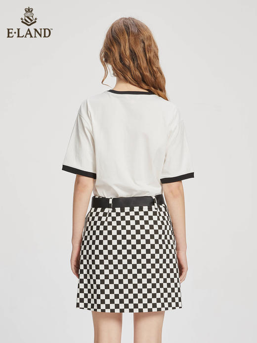 ELAND衣恋2022年春季新款撞色圆领宽松休闲时尚印花T恤女EERAC23Q1N 商品图2