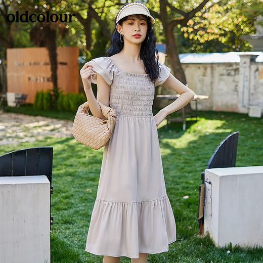 oldcolour2022夏季新品休闲垂感短袖连衣裙BO22101025B 商品图2