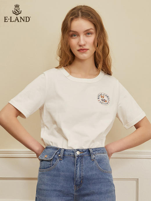 ELAND衣恋2022年春季新款时尚洋气设计感宽松显瘦纯色柯基T恤女EERAC23H1M 商品图0