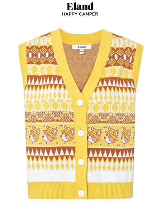 ELAND衣恋复古时尚气质V领洋气无袖针织马甲女EEVKC23Q1N 商品图4