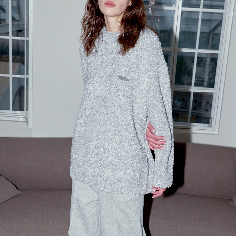 NUTH 慵懒时髦毛圈百搭毛衣宽松圆领长袖套头OVERSIZE针织衫