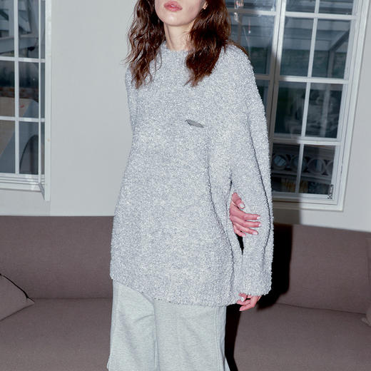 NUTH 慵懒时髦毛圈百搭毛衣宽松圆领长袖套头OVERSIZE针织衫 商品图0