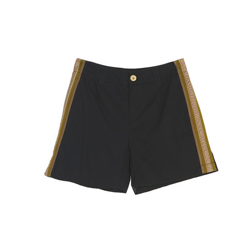 谜底休闲短裤女2022夏季新款时尚简约撞色拼接个性4分裤222MK0685 商品图4