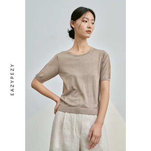 EAZYPEZY 真丝羊绒精纺拼接蕾丝套头衫 商品图1