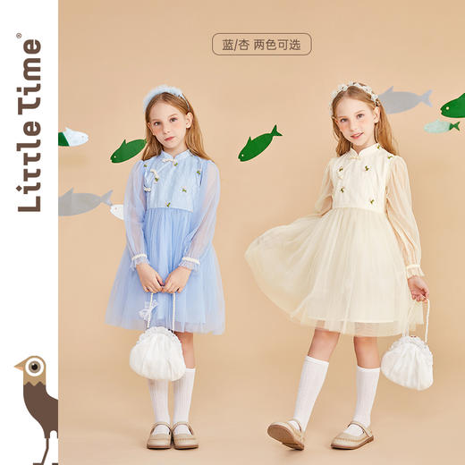 littletime女童中国风连衣裙汉服旗袍春秋新款儿童网纱公主裙 商品图3