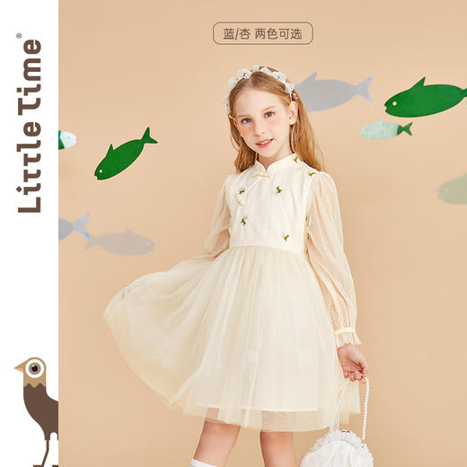 littletime女童中国风连衣裙汉服旗袍春秋新款儿童网纱公主裙 商品图0