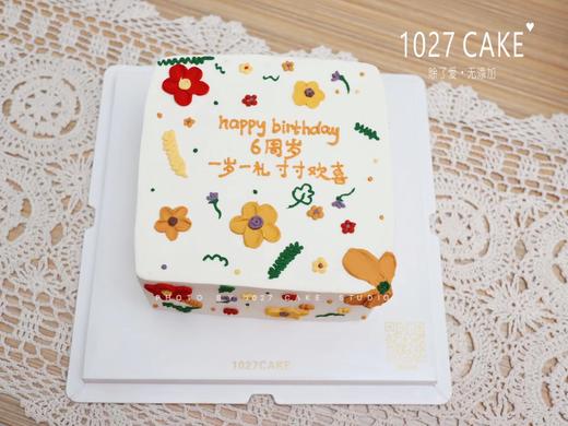 1027CAKE | ins风  手绘方形蛋糕 春田花花 商品图2