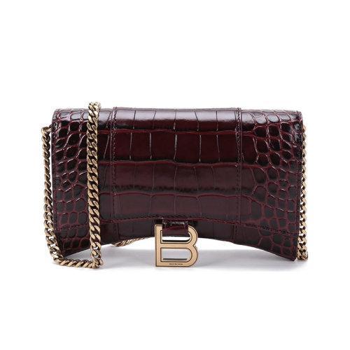 【国内现货】Balenciaga/巴黎世家 2021款 女士迷你款XS号牛皮Hourglass仿古做旧单肩斜挎包链条包沙漏包 656050 1LRGM 商品图10