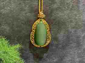 【御珠宫坊】金镶碧玉猫眼吊坠