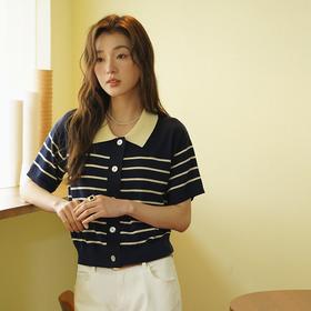 单品分享|羊毛撞色条纹针织开衫