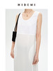 HIDEMI 白色简约设计感圆领缎面棉质口袋拼接大廓形连衣裙 商品缩略图3