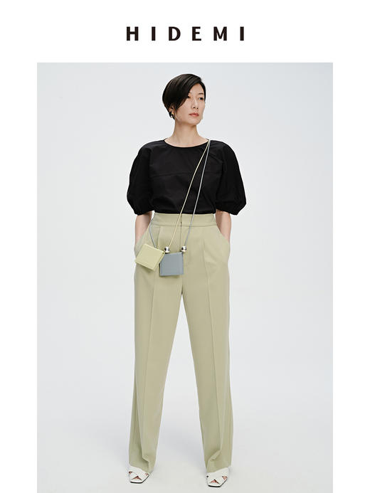 HIDEMI 简约廓形短袖设计感自然棉质衫衬上衣 白色/黑色 商品图7