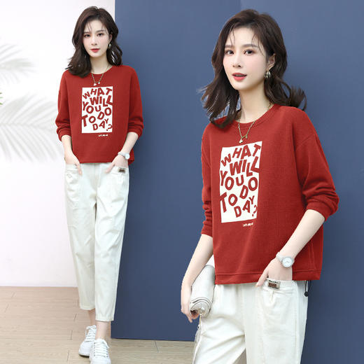 2022春装新款印花字母卫衣宽松圆领气质减龄简约上衣 HR-MUZL99595 商品图0