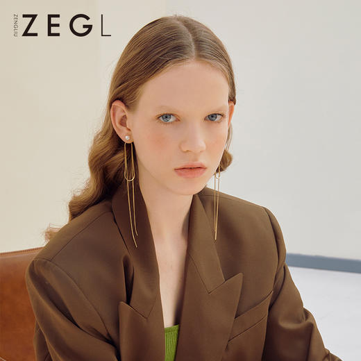 ZEGL显脸瘦的流苏耳环女气质长款耳坠一款两戴仿珍珠耳钉银针耳饰 商品图2