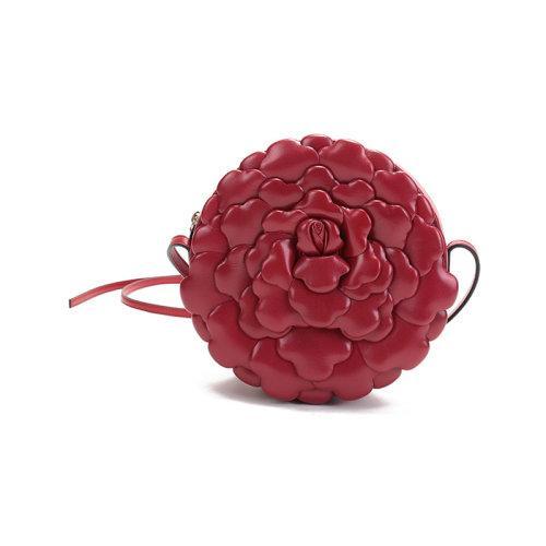 【国内现货】Valentino/华伦天奴 2021款 女士羊皮革玫瑰花瓣圆形单肩斜挎包 VW2B0I32JBZ 商品图7