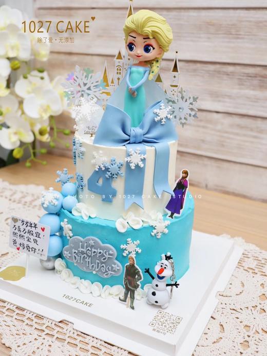 1027CAKE | 双层  爱莎主题 冰雪奇缘 公主蛋糕 周岁 翻糖蝴蝶结 商品图2