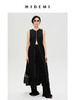 HIDEMI 简约设计感圆领拉链式收腰显瘦亚麻连衣裙 黑色/咖啡色 商品缩略图8