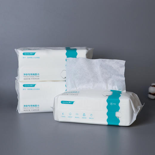 亲手  一次性抽取式平纹洗脸巾 无纺布净肤专业棉柔巾 100抽*5包 商品图3