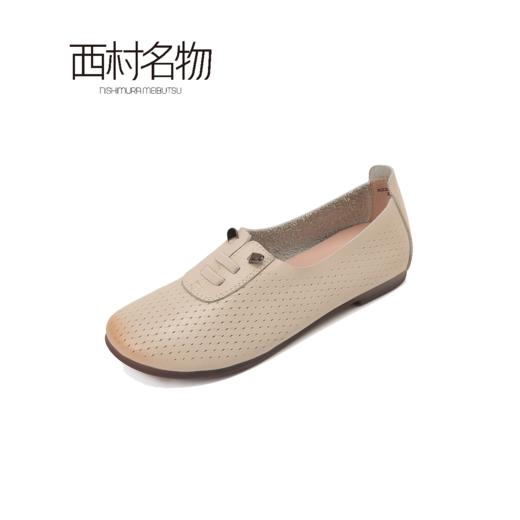 西村名物2022新款平跟女单鞋编织圆头浅口文艺复古休闲鞋X22AE10071 商品图3
