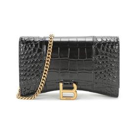 【国内现货】Balenciaga/巴黎世家 2021款 女士迷你款XS号牛皮Hourglass仿古做旧单肩斜挎包链条包沙漏包 656050 1LRGM