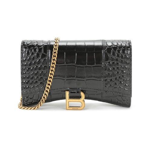 【国内现货】Balenciaga/巴黎世家 2021款 女士迷你款XS号牛皮Hourglass仿古做旧单肩斜挎包链条包沙漏包 656050 1LRGM 商品图0