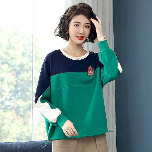 气质休闲，新款彩色卫衣宽松圆领简约上衣HR-LYSX1040 商品图4