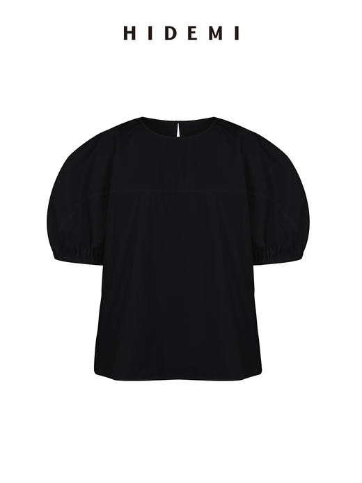 HIDEMI 简约廓形短袖设计感自然棉质衫衬上衣 白色/黑色 商品图11
